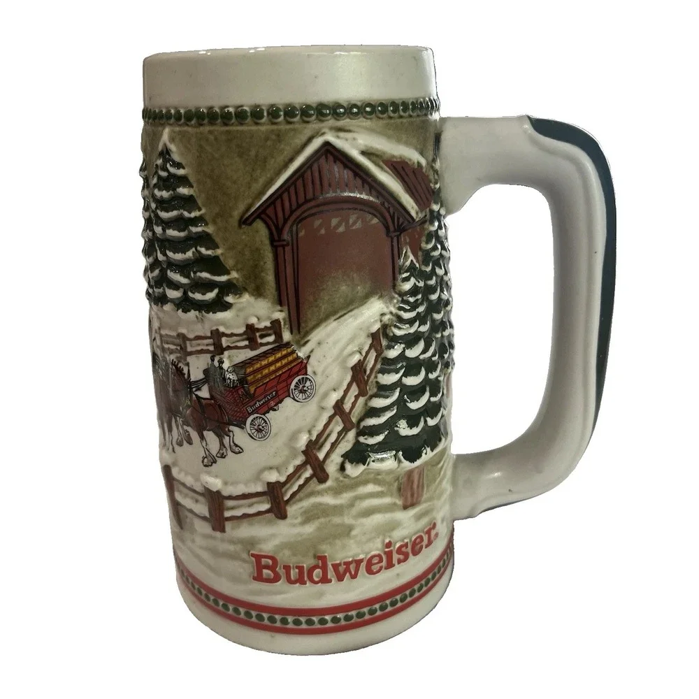 Vtg Budweiser Clydesdale Horse Christmas Beer Stein 1984 Limited Edition 61/4